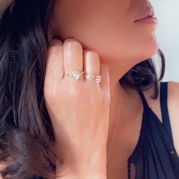 Sterling Silver Pear Diamond Ring - Picture 5 of 6